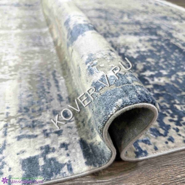 Купить турецкий ковер VALENCIA 8526A CREAM-BLUE из хлопка и тенселя с абстрактным рисунком со склада в Волгограде