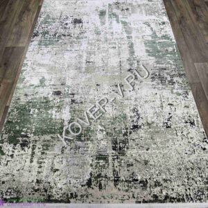 Купить турецкий ковер VALENCIA 8526A CREAM-GREEN из хлопка и тенселя с абстрактным рисунком со склада с доставкой по городам РФ