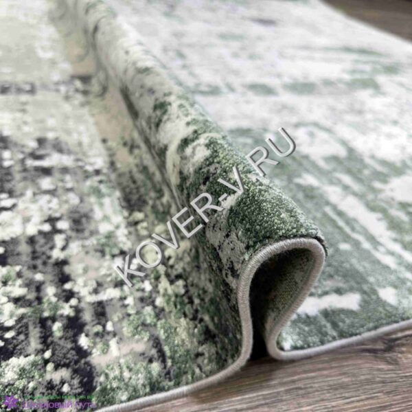 Купить турецкий ковер VALENCIA 8526A CREAM-GREEN из хлопка и тенселя с абстрактным рисунком со склада по привлекательной цене