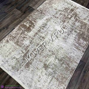 Купить прямоугольный турецкий ковер VALENCIA 8526B WHITE-BEIGE из хлопка и тенселя с абстрактным рисунком со склада с доставкой по городам РФ