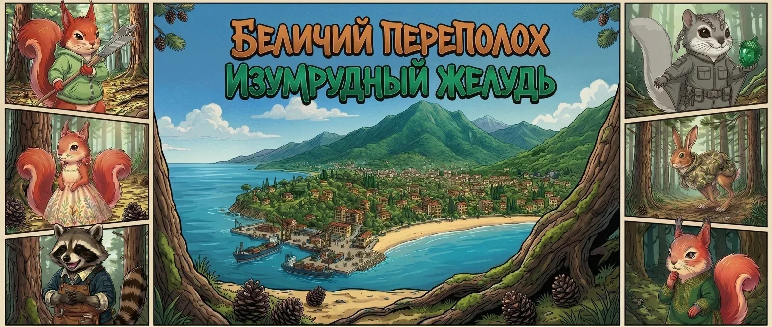 Баннер игры «Беличий переполох.Изумрудный желудь»