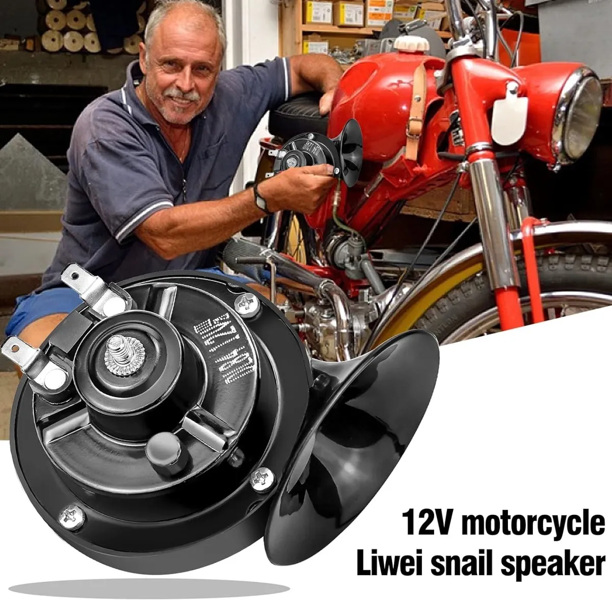 Звуковой сигнал для мотоцикла Speedpark 12V, 110dB, улитка