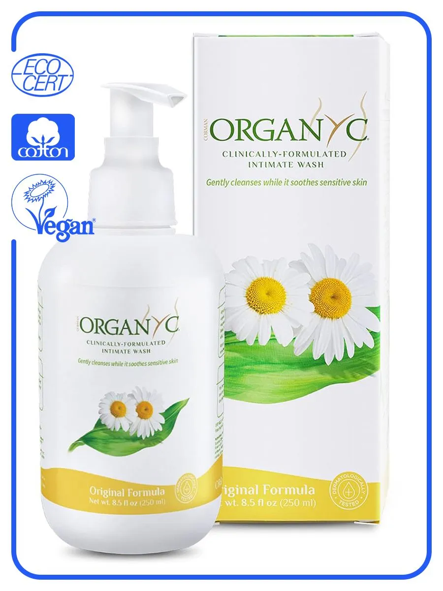 Organyc гель для интимной гигиены с ромашкой 250 мл гипоаллергенный