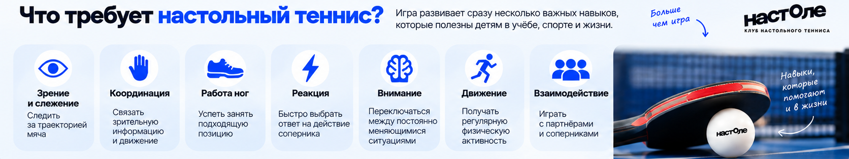 требования настольного тенниса для детей