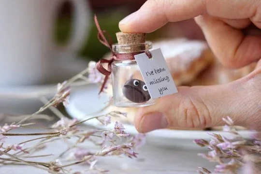 Coffee Bean Companion Glass Bottle: Expressions of Longing Boyfriend Girlfriend Reconciliation Coffee Lovers Pun Gift  Family Reunion Favors