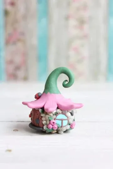 Fairy House Garden Miniature Handmade Magical Fairy House Garden Decor Unique Gift for Garden Lovers Witch House 4
