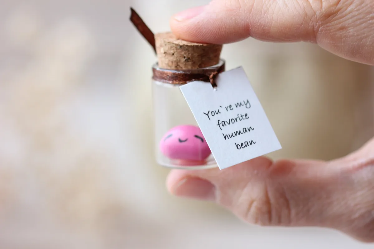 Jelly Bean Smiling Sweets in a Bottle Personalized Human Bean Keepsake Polymer Clay Realistic Handmade Bean Easter Fake Candy Party Favor 2