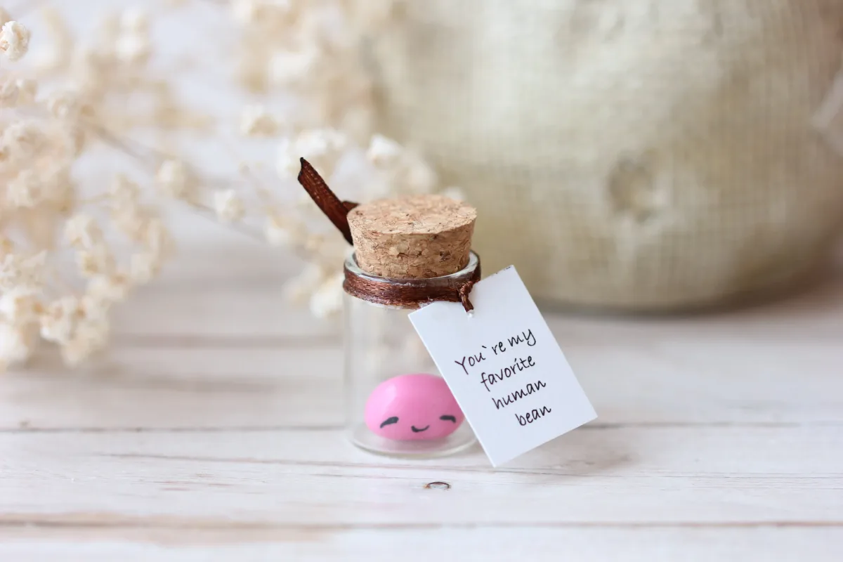 Jelly Bean Smiling Sweets in a Bottle Personalized Human Bean Keepsake Polymer Clay Realistic Handmade Bean Easter Fake Candy Party Favor 7