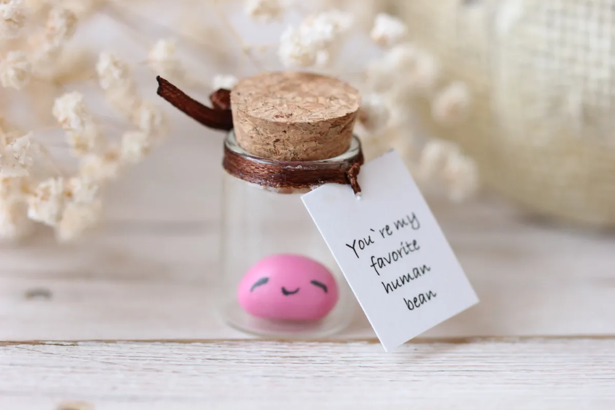 Jelly Bean Smiling Sweets in a Bottle Personalized Human Bean Keepsake Polymer Clay Realistic Handmade Bean Easter Fake Candy Party Favor 8