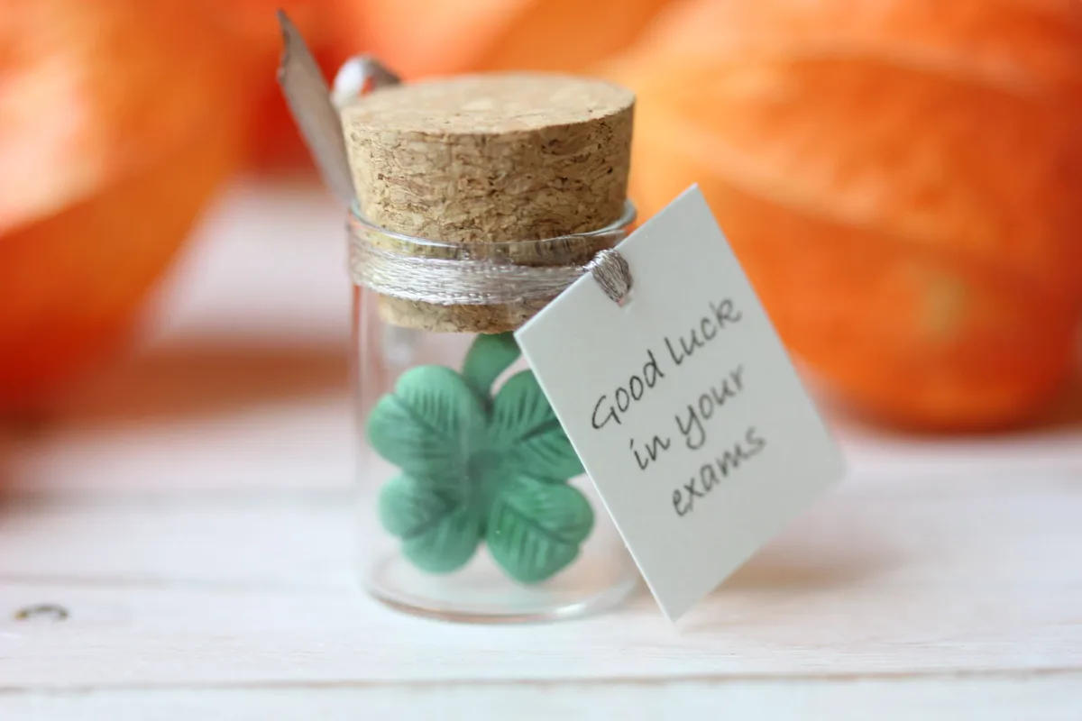 Lucky Charms Glass Bottle: Personalized Tokens of Good Fortune Four Leaf Clover Good luck Gift Clover for Luck Unique Clover with Four Leafs 1