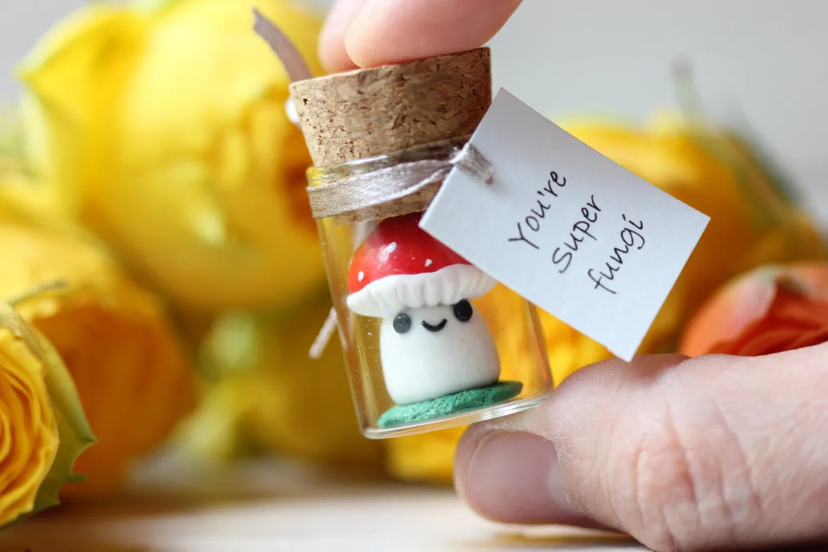 Mushroom Magic in Glass Bottle Miniature Figurine Fly Agaric Personalized Nature Inspired Gift For Mushroom Lover Friendship Appreciation 1