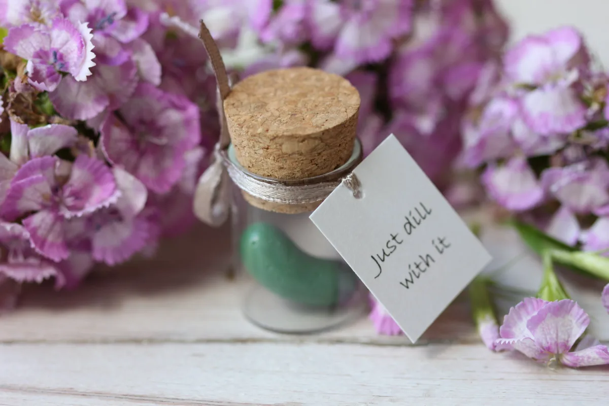 Pickle Surprise: Personalized Glass Bottle with Polymer Clay Cucumber Quirky Gift for Pickles Lovers Unique Personalized Gift Kitchen Decor 1