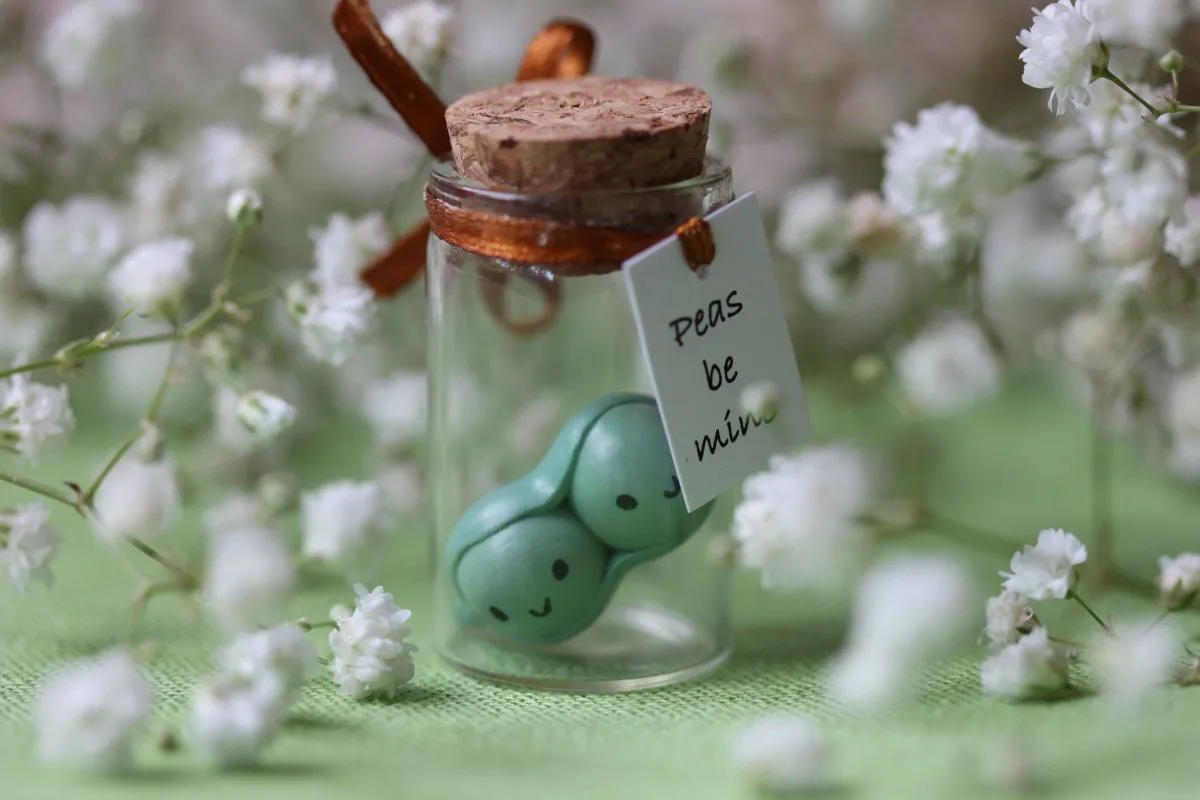 Two Peas in a Pod Polymer Clay Figurine Pea Vegan Personalized Boyfriend Girlfriend Funny Gift Customized Party Favors Romantic Present 1