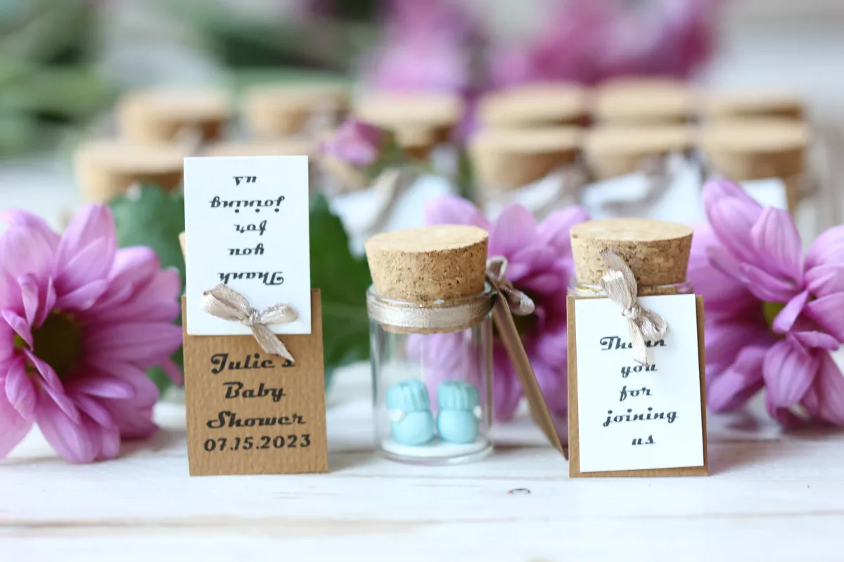 Baby Shower Favor Gender Reveal Keepsake Personalized Booties Girl Boy 1 Birthday Custom Baptism Favor Meaningful Baby Shower Tokens in Bulk 4