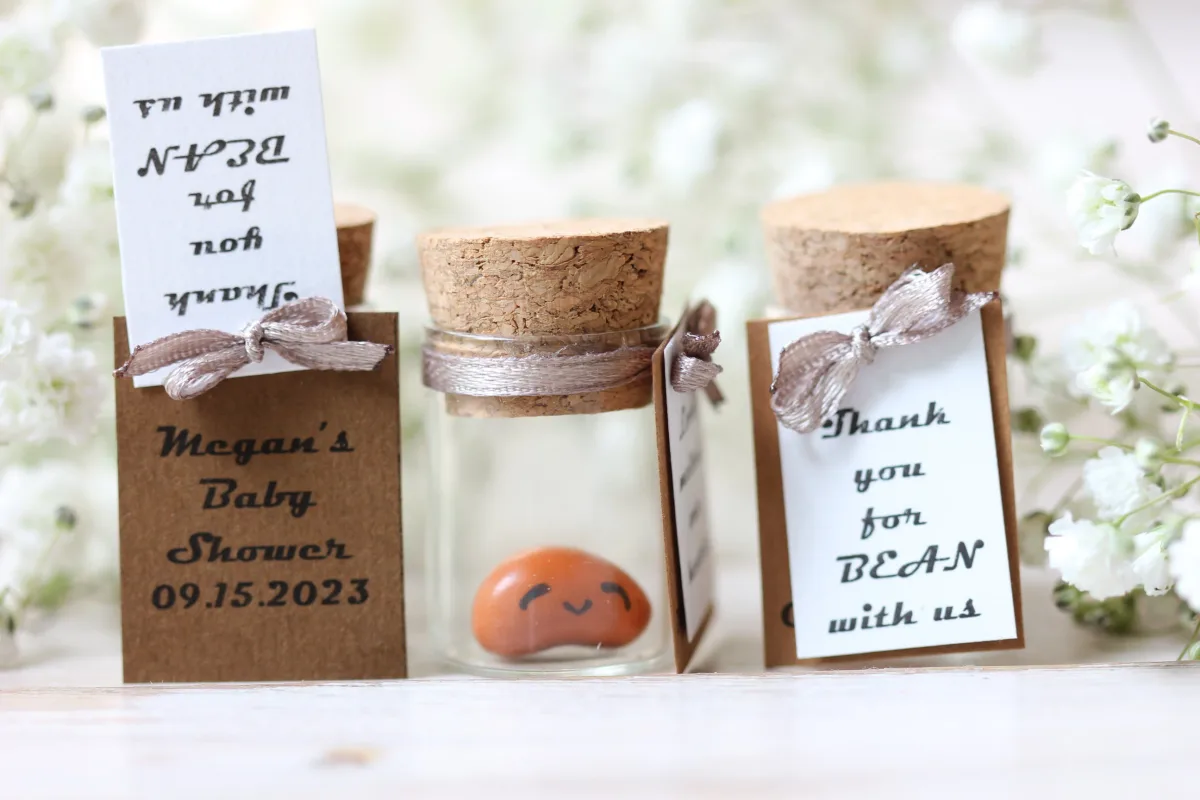 Baked Bean Baby Shower Favor Pun Joke Keepsake Personalized Booties Girl Boy 1 Birthday Custom Baptism Favor Meaningful Tokens in Bulk