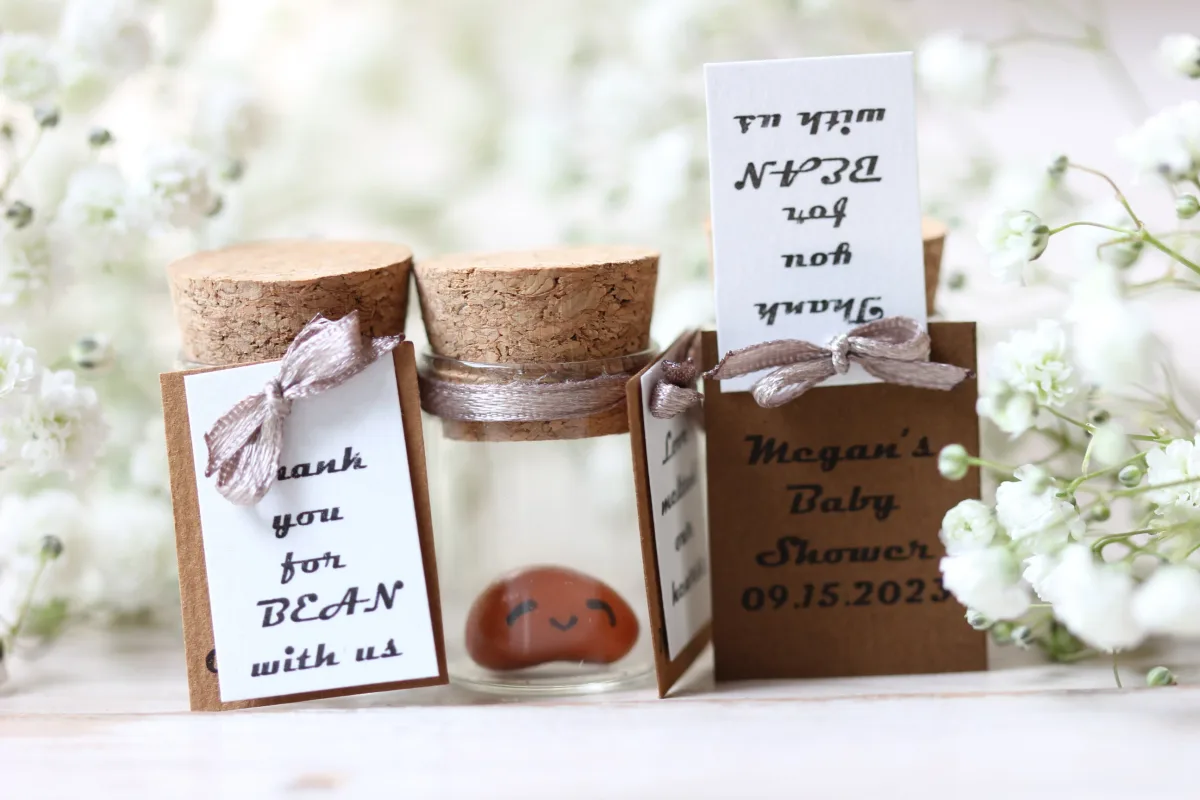 Baked Bean Baby Shower Favor Pun Joke Keepsake Personalized Booties Girl Boy 1 Birthday Custom Baptism Favor Meaningful Tokens in Bulk 2