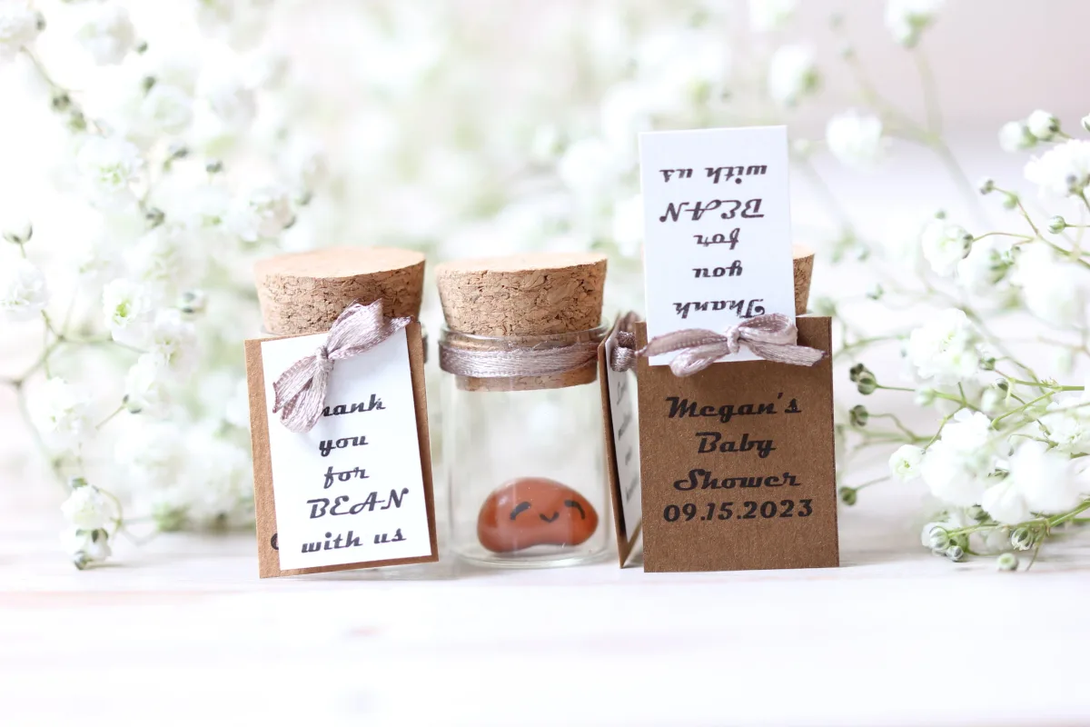 Baked Bean Baby Shower Favor Pun Joke Keepsake Personalized Booties Girl Boy 1 Birthday Custom Baptism Favor Meaningful Tokens in Bulk 4