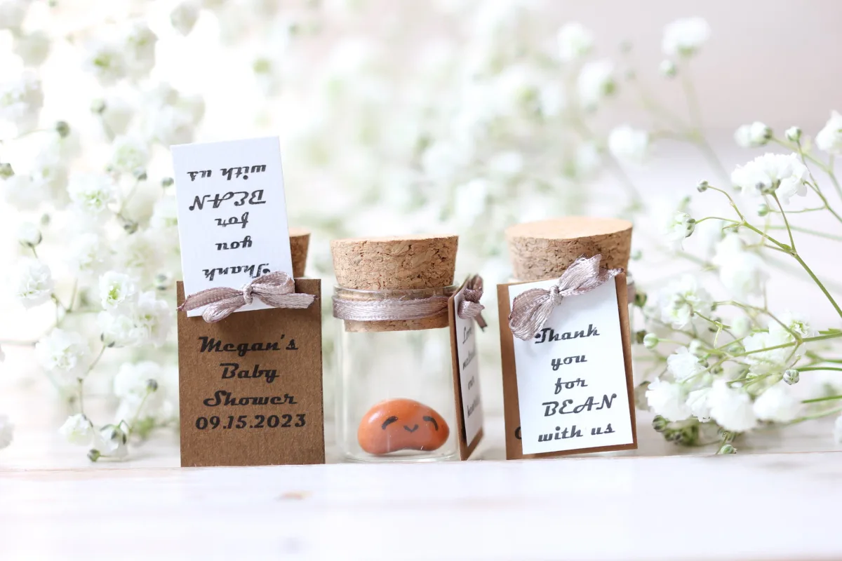 Baked Bean Baby Shower Favor Pun Joke Keepsake Personalized Booties Girl Boy 1 Birthday Custom Baptism Favor Meaningful Tokens in Bulk 6