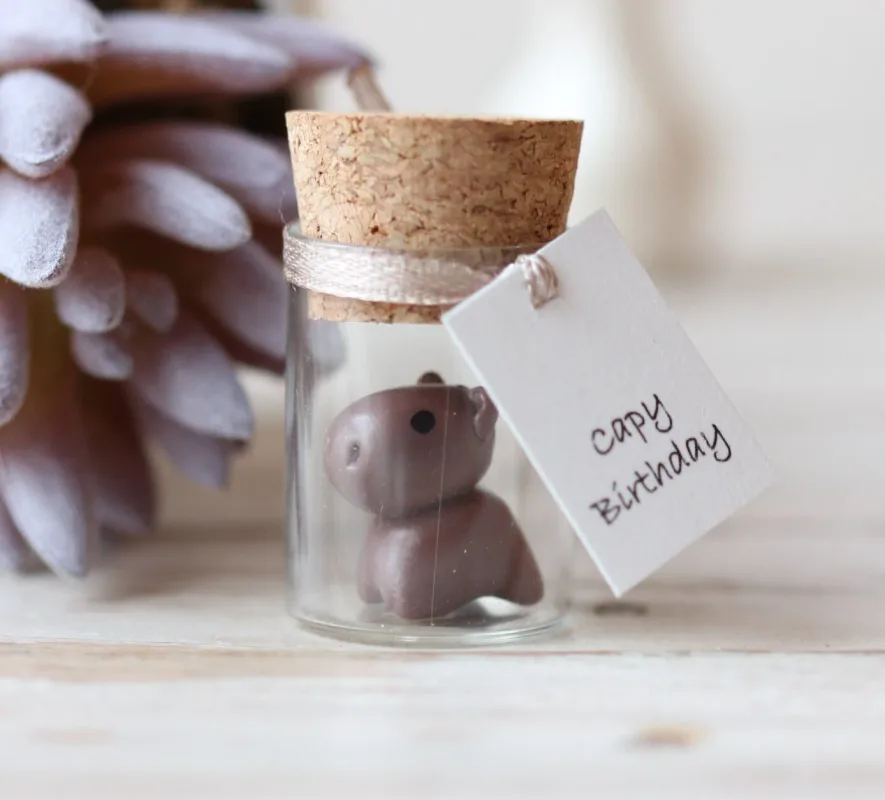 Birthday Gift Capybara Figurine Glass Bottle with a Cute Little Capybara Boyfriend Girlfriend Personalized Capybara Lovers Gift Teen Gift 1