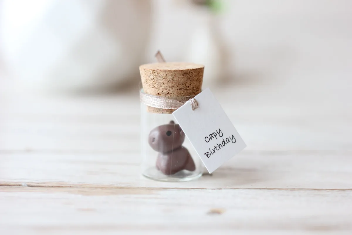Birthday Gift Capybara Figurine Glass Bottle with a Cute Little Capybara Boyfriend Girlfriend Personalized Capybara Lovers Gift Teen Gift 2