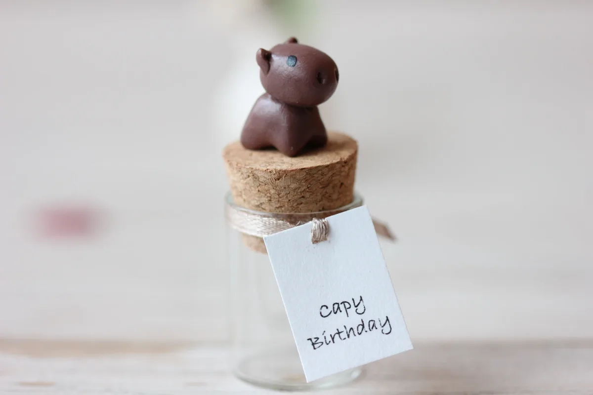 Birthday Gift Capybara Figurine Glass Bottle with a Cute Little Capybara Boyfriend Girlfriend Personalized Capybara Lovers Gift Teen Gift 6