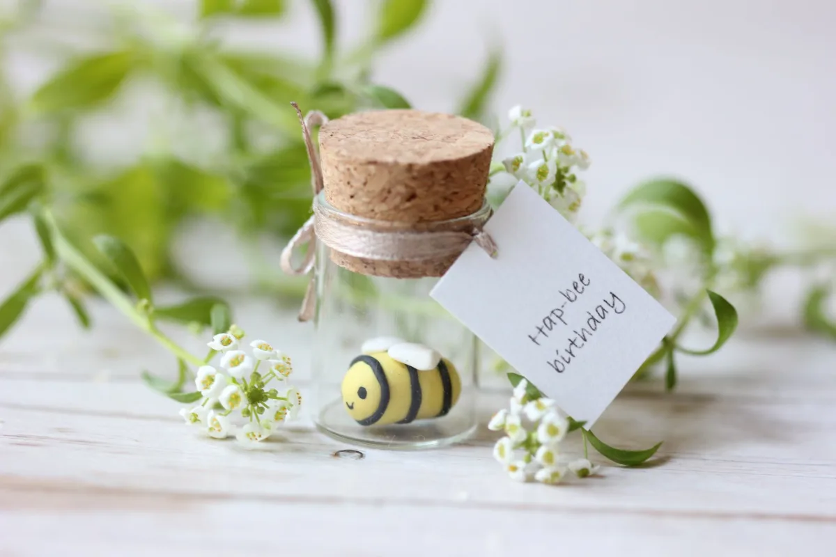 Hap-bee Birthday Wishes Glass Bottle with a Cute Little Bee Boyfriend Girlfriend Personalized Birthday Gift Beekeeper Gift Teen Gift