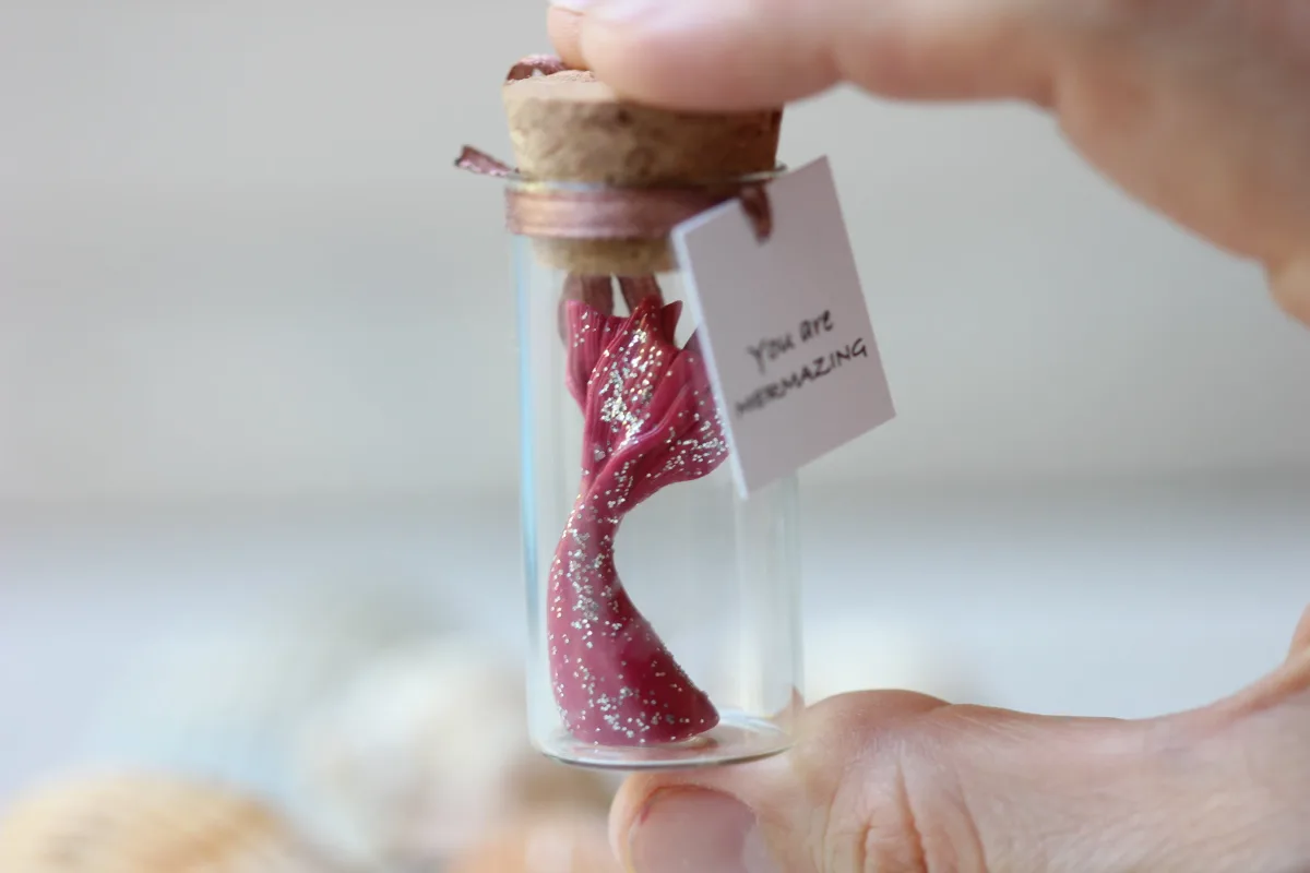 Magical Mermaid Tail in a Bottle with Personalized Lable Birthday Gift Party Favors Gift for Friend's Coworkers Sister Unique Handmade Gift 5