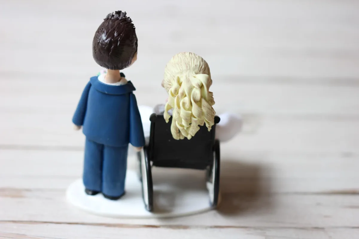 Custom Wedding Figurines For Cake, Personalized Wedding Couple, Wedding Cake Toppers, Hand-made Couple Figurine, Bride in Wheelchair 3
