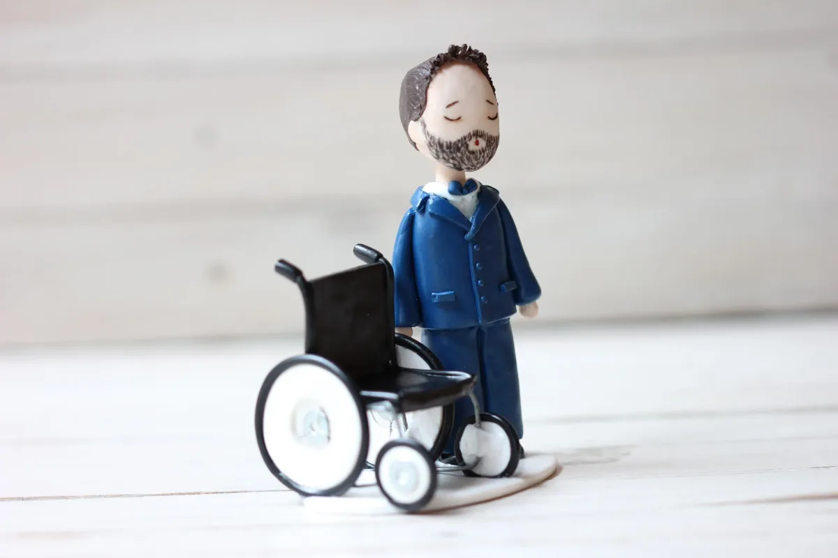 Custom Wedding Figurines For Cake, Personalized Wedding Couple, Wedding Cake Toppers, Hand-made Couple Figurine, Bride in Wheelchair 5