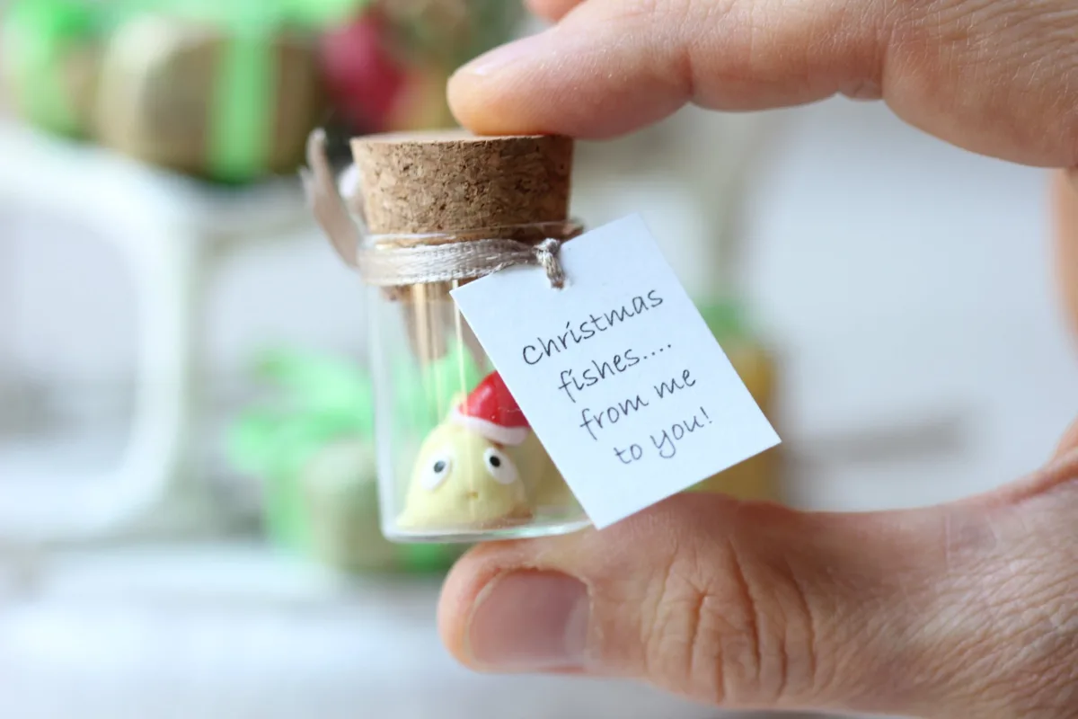 Christmas Fish Gift Glass Bottle Punny Message Personalized Label Fish Gift for Fishing Lovers Gift For a Fisherman Customized Party Favors 1