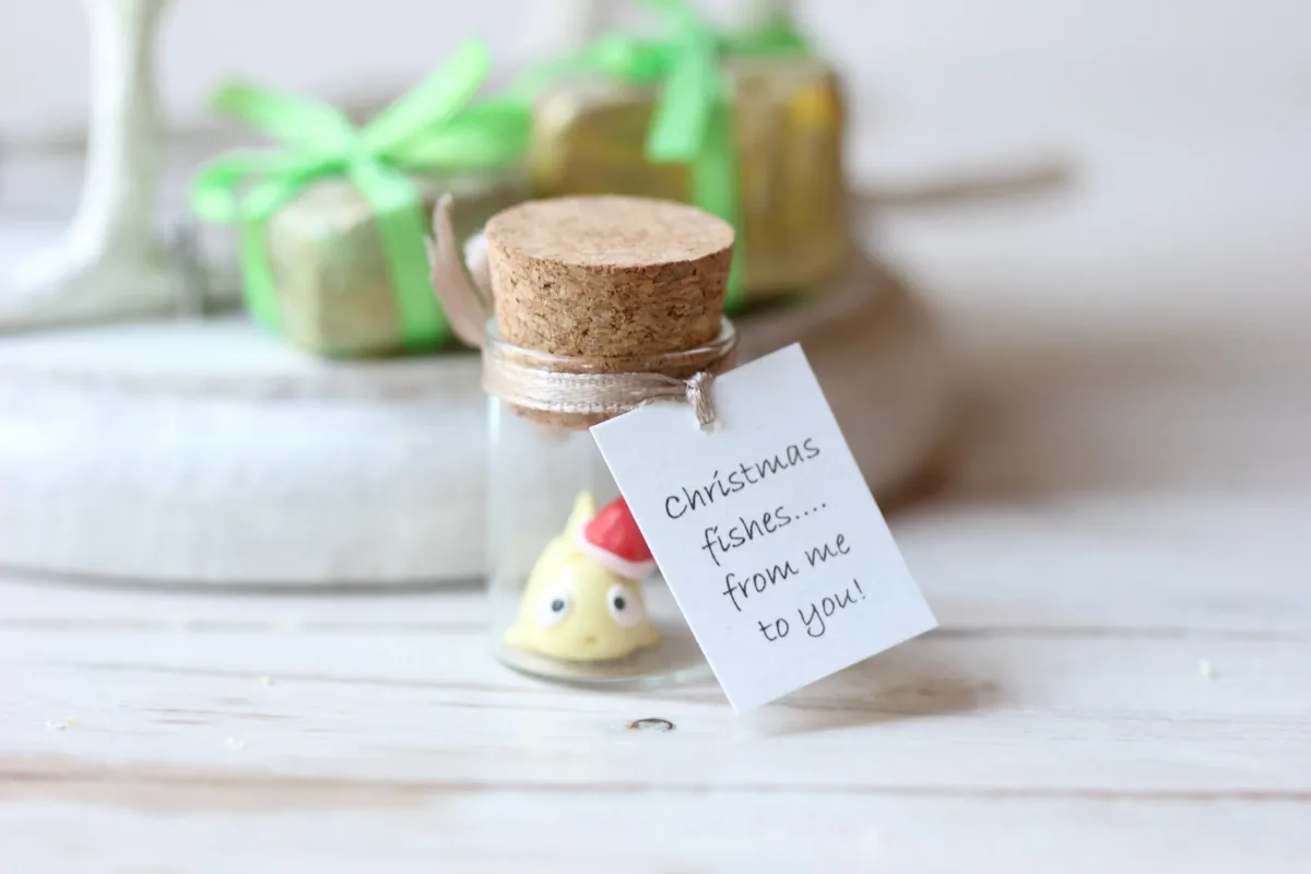 Christmas Fish Gift Glass Bottle Punny Message Personalized Label Fish Gift for Fishing Lovers Gift For a Fisherman Customized Party Favors 5