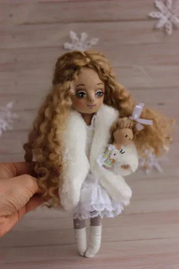 Cloth Doll, Art Doll, Bunny Doll, Collectible Doll, Christmas Birthday Gift for a Girl 3