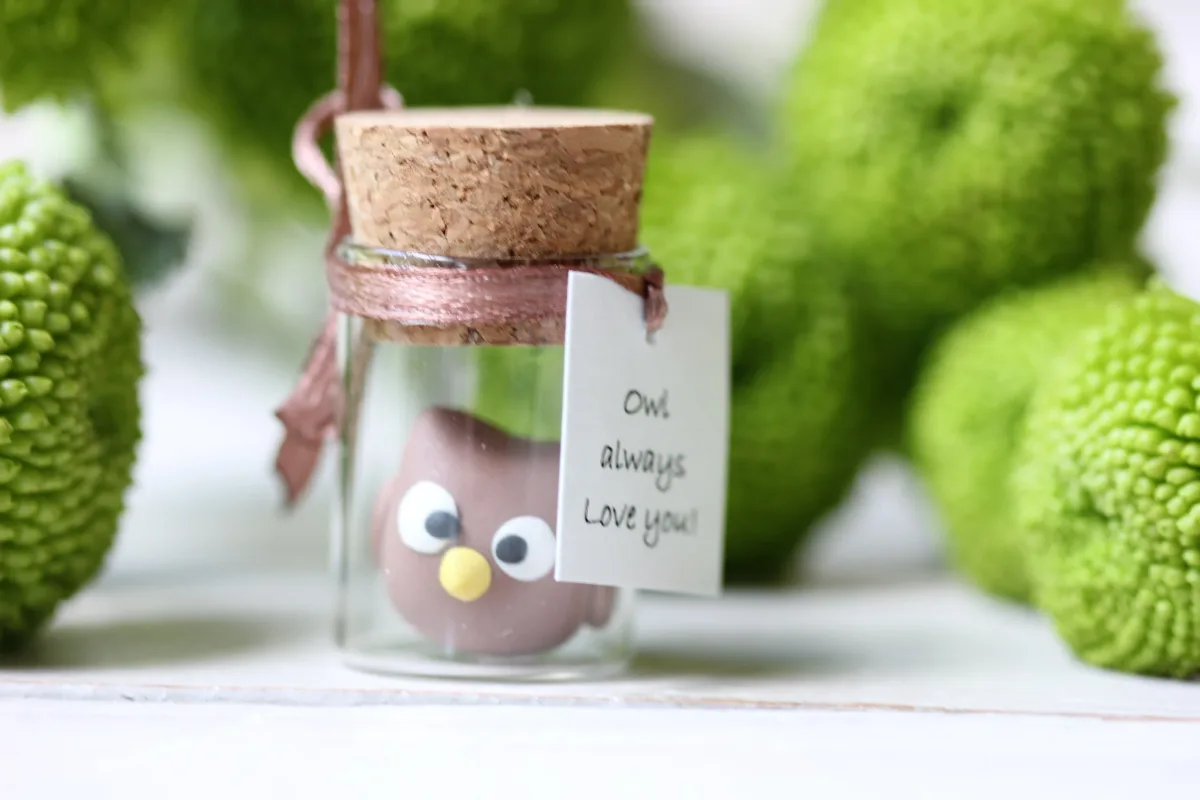 Feathered Friend in a Bottle: Handcrafted Owl Figurine Gift for Owl Lovers Funny Personalized Party Favors Christmas Gift 2