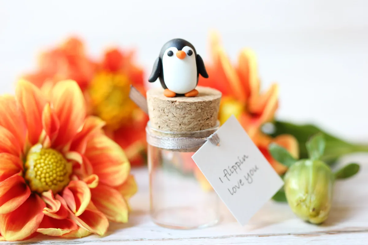 Flip of Love: Personalized Penguin Glass Bottle Pun Anniversary Gift Unique Keepsake Valentine's Day Gifts For Her, Christmas Gifts For Him 4