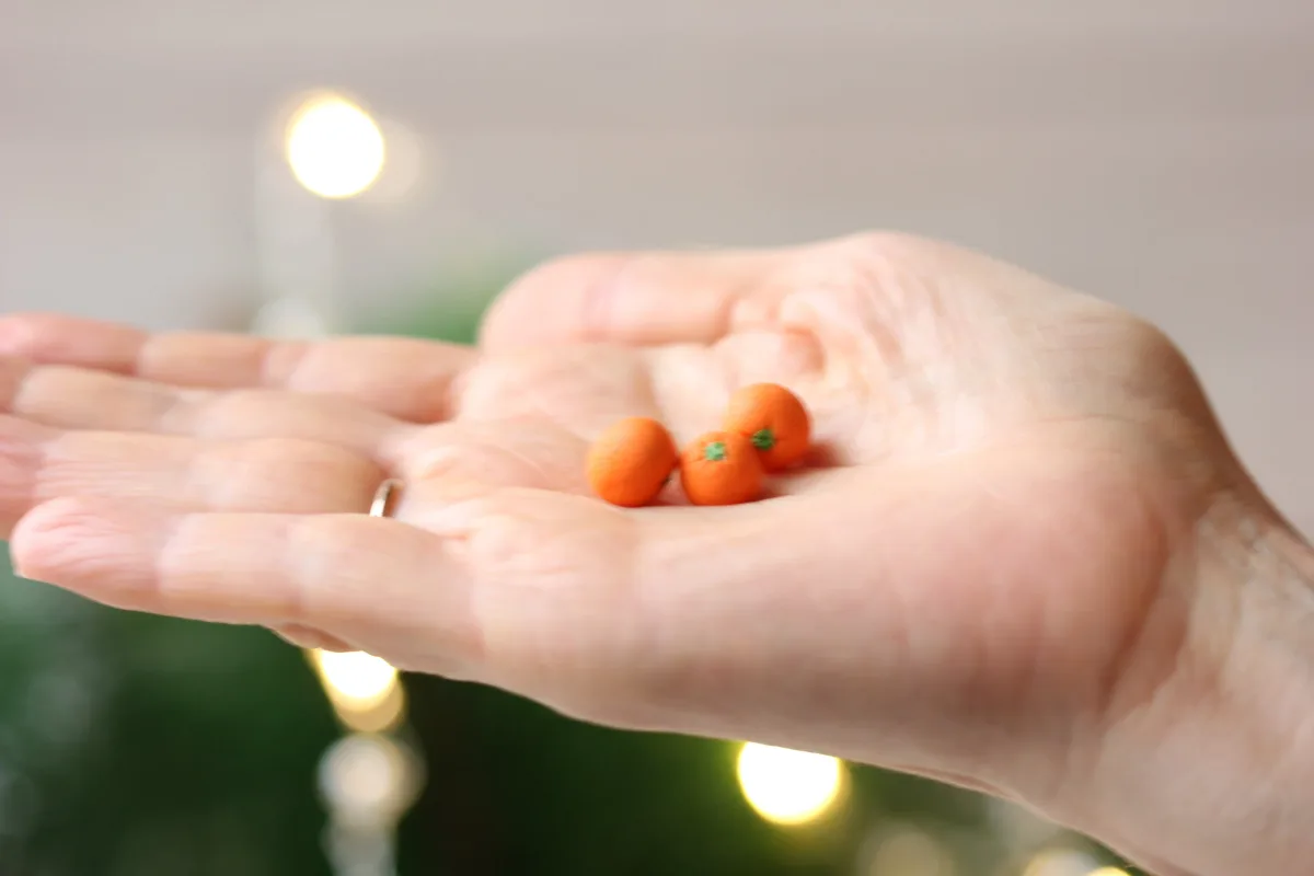 Mandarine Polymer Clay Miniature, Tangerines Christmas gift, oranges, New Year Gift, Boyfriend Gift, Girlfriend Gift, Advent Calendar Gift 7