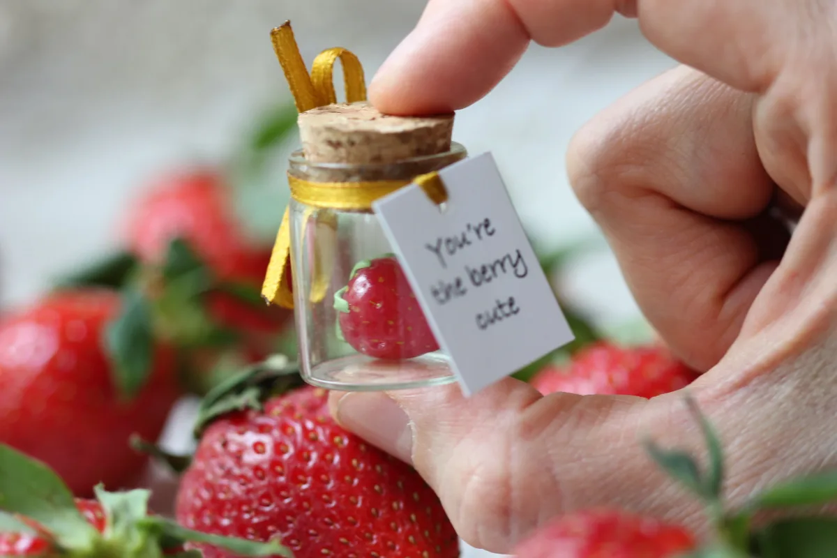 Strawberry Miniature Figurine Berry Strawberry Gift Boyfriend Girlfriend Gift Miss you Gift Thank you Gift Christmas Birthday Vegan Gift 8