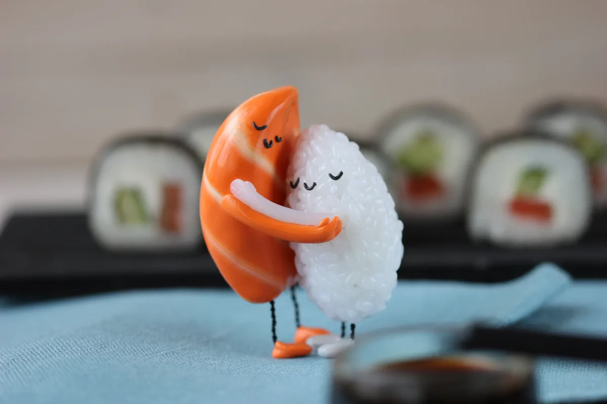Sushi Hug, Polymer Clay Figurine, Unique Gift for Sushi Lovers, Art Doll, Christmas Birthday Mother's Day New Year Valentines Day Gift 2