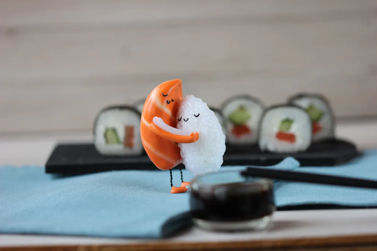 Sushi Hug, Polymer Clay Figurine, Unique Gift for Sushi Lovers, Art Doll, Christmas Birthday Mother's Day New Year Valentines Day Gift 4