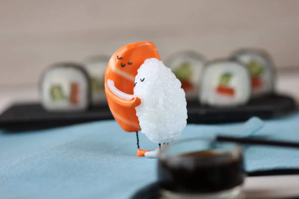 Sushi Hug, Polymer Clay Figurine, Unique Gift for Sushi Lovers, Art Doll, Christmas Birthday Mother's Day New Year Valentines Day Gift 7