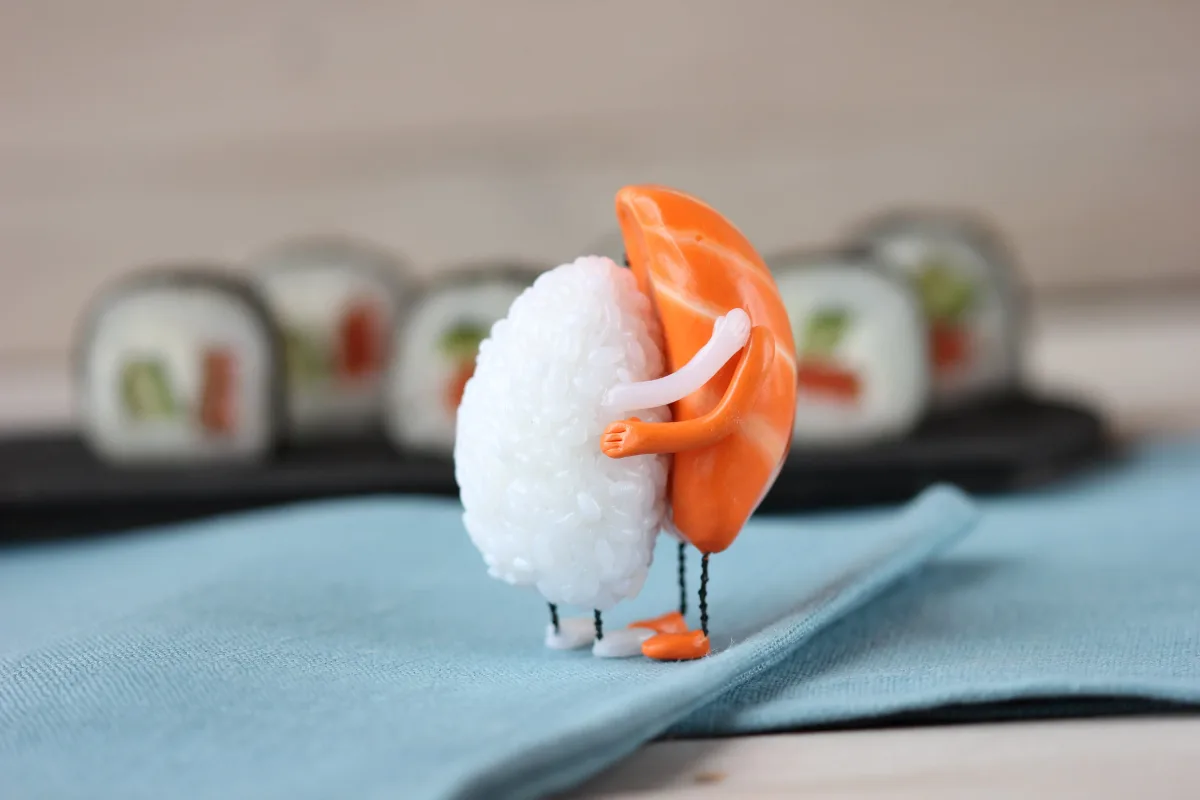 Sushi Hug, Polymer Clay Figurine, Unique Gift for Sushi Lovers, Art Doll, Christmas Birthday Mother's Day New Year Valentines Day Gift 8