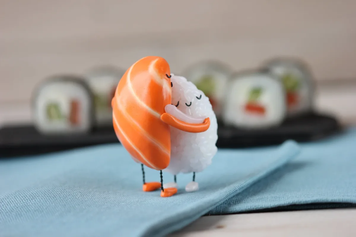 Sushi Hug, Polymer Clay Figurine, Unique Gift for Sushi Lovers, Art Doll, Christmas Birthday Mother's Day New Year Valentines Day Gift 9