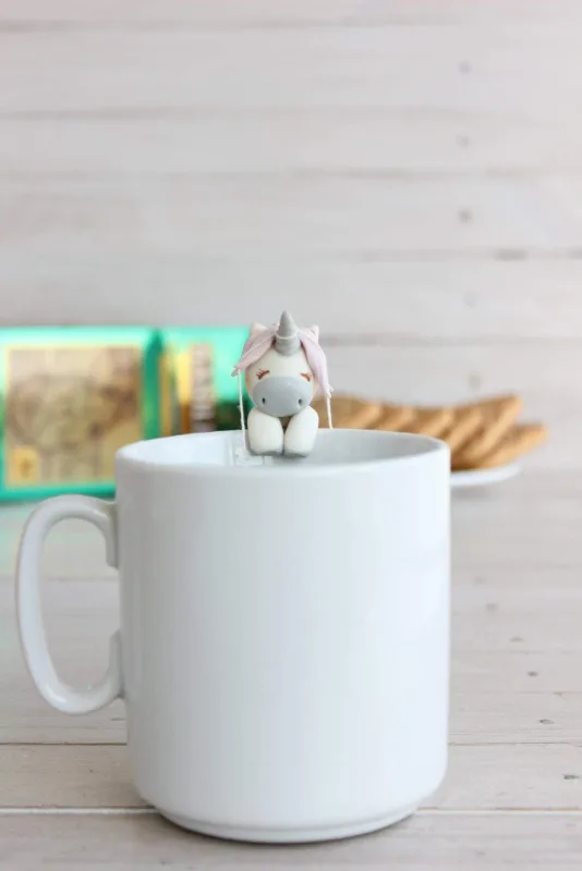 Unicorn Tea Bag Holder, Polymer Clay Unicorn Ornament Cute Unicorn Party Decor, Unicorn Lovers Gifts, Christmas Birthday Gift for Tea Lovers 2