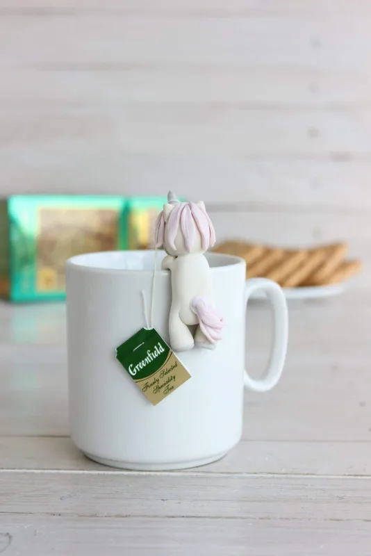 Unicorn Tea Bag Holder, Polymer Clay Unicorn Ornament Cute Unicorn Party Decor, Unicorn Lovers Gifts, Christmas Birthday Gift for Tea Lovers 4