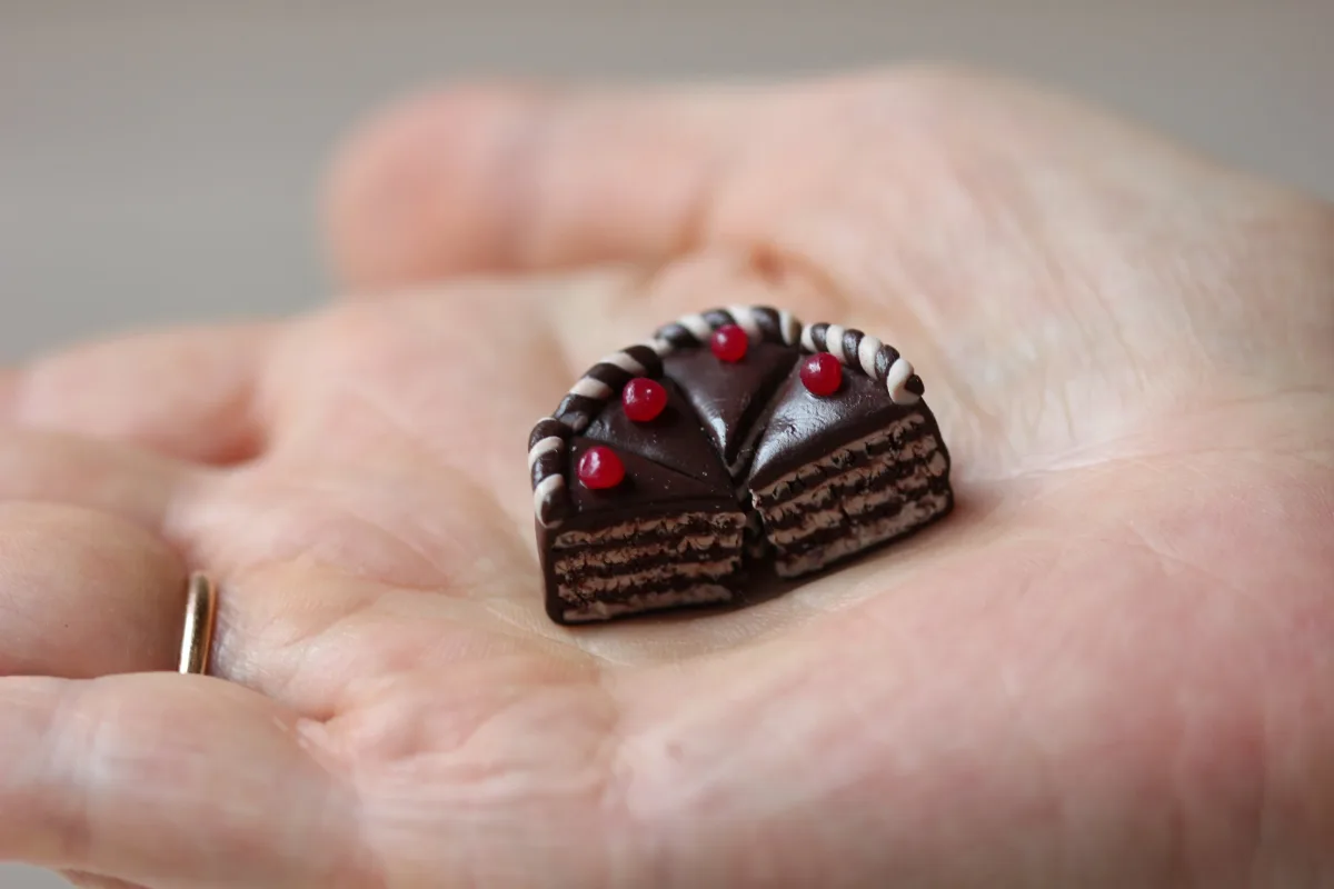 Miniature Sliced Chocolate Cake 1/6, 1/12 Scale Dollhouse Food Lot 4 pcs Bakery Shop Food for Dolls