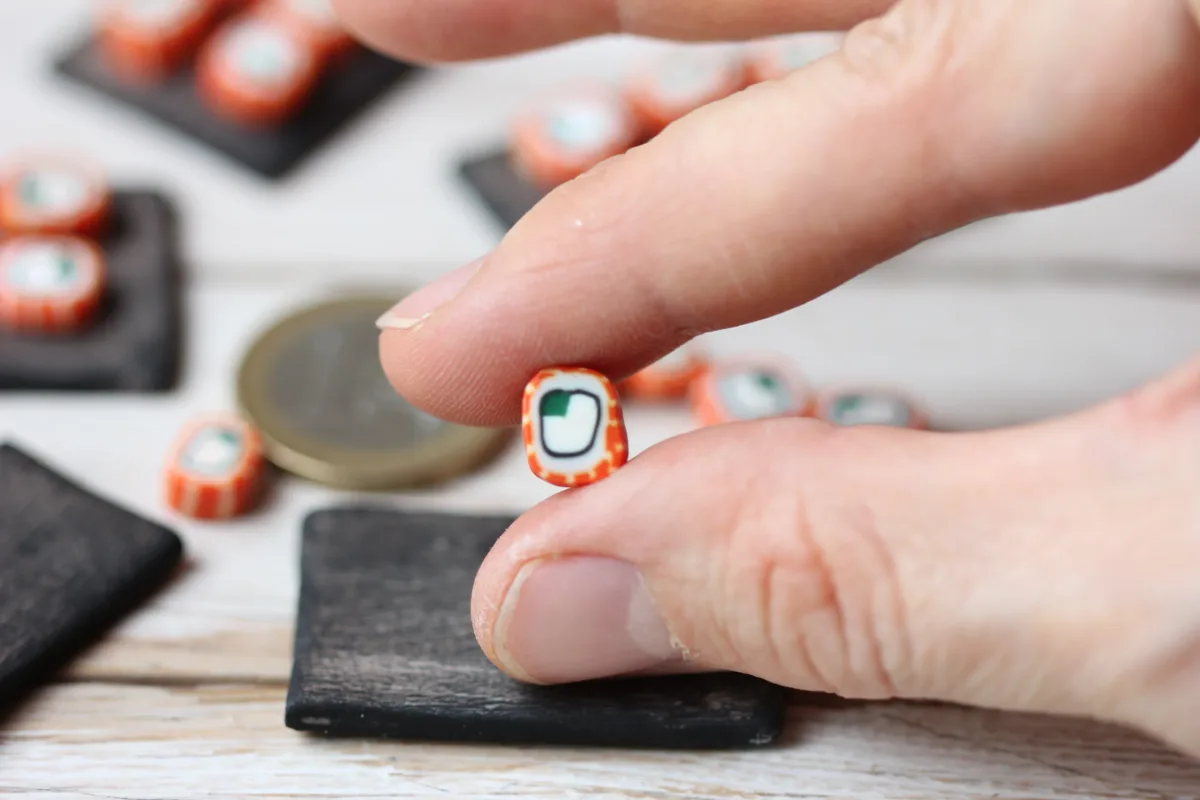 Miniature Sushi 1/12 1/6 Scale Dollhouse Food 6 Pcs on a Wooden Board Food for Dolls Dollhouse Miniatures Polymer Clay Sushi 7