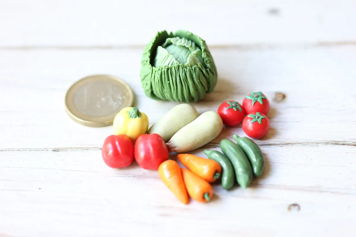 Vegetable Harvest Doll-Sized Veggies Miniatures in a Basket Mini Vegetables 1:12 Miniature Food For Dollhouse 15 Pcs Veggies in a Basket 4