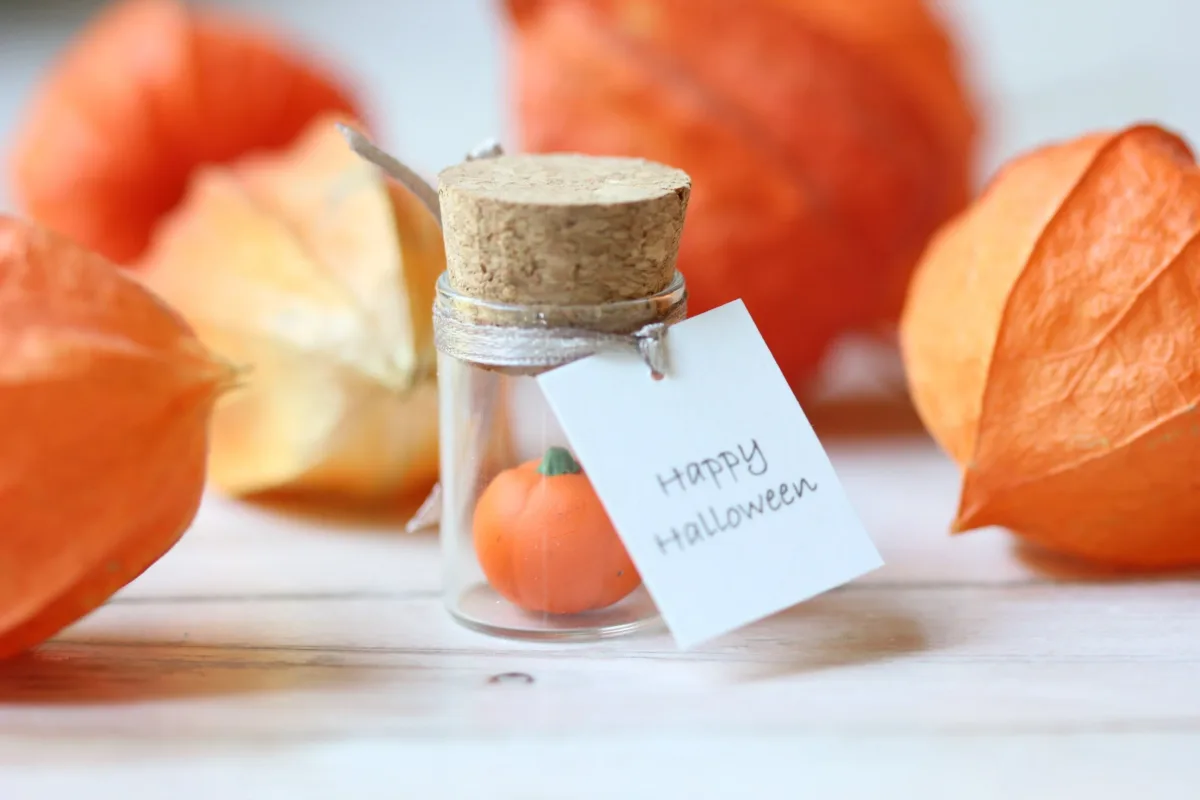 Pumpkin Enchantment Polymer Clay Pumpkin in a Bottle Miniature Halloween Decorations Holiday Party Favors Personalized Funny Unique Gift