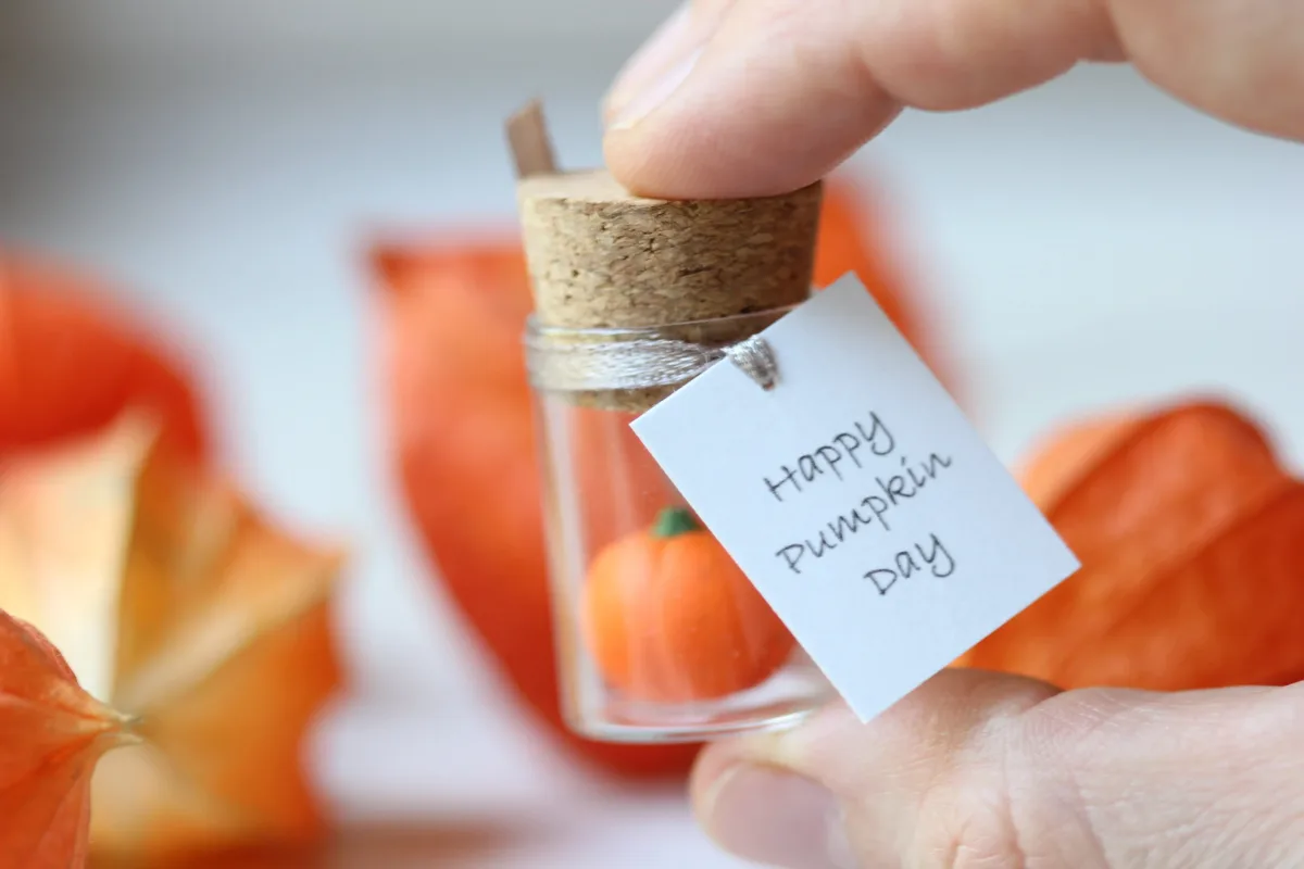 Pumpkin Enchantment Polymer Clay Pumpkin in a Bottle Miniature Halloween Decorations  Holiday  Party Favors Personalized Funny Unique Gift 2