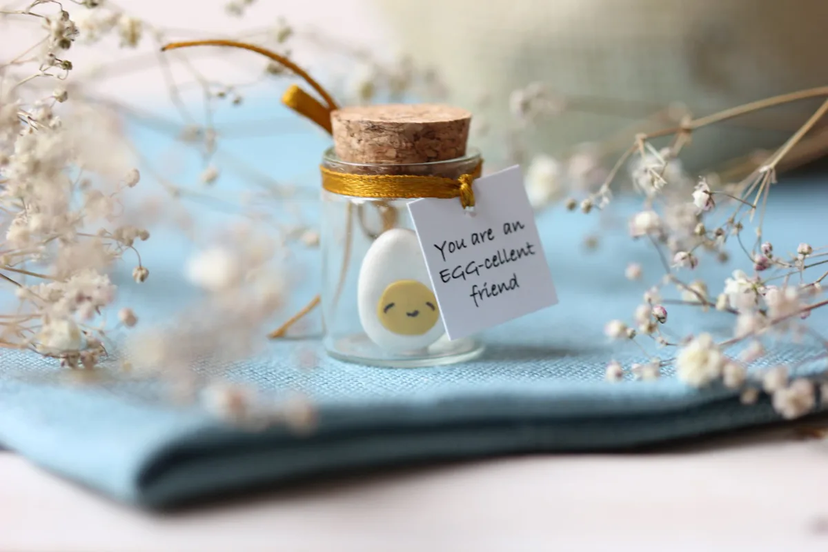 Cheerful Miniature Boiled Egg in a Bottle - Funny Adorable Encouragement, Motivational Gift for Friends Relatives Personalized Party Favors 4