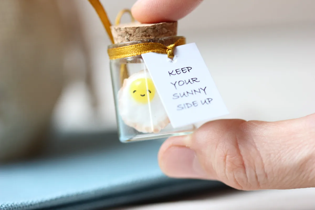 Funny Motivational Gift for Women Men Inspirational Quote Gift for Him Her Miniature Fried Egg Inexpensive Present Encouragement for Friend 2